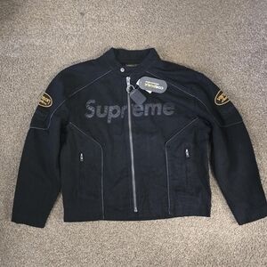 Supreme Black Bomber Jacket with Embossed Logo